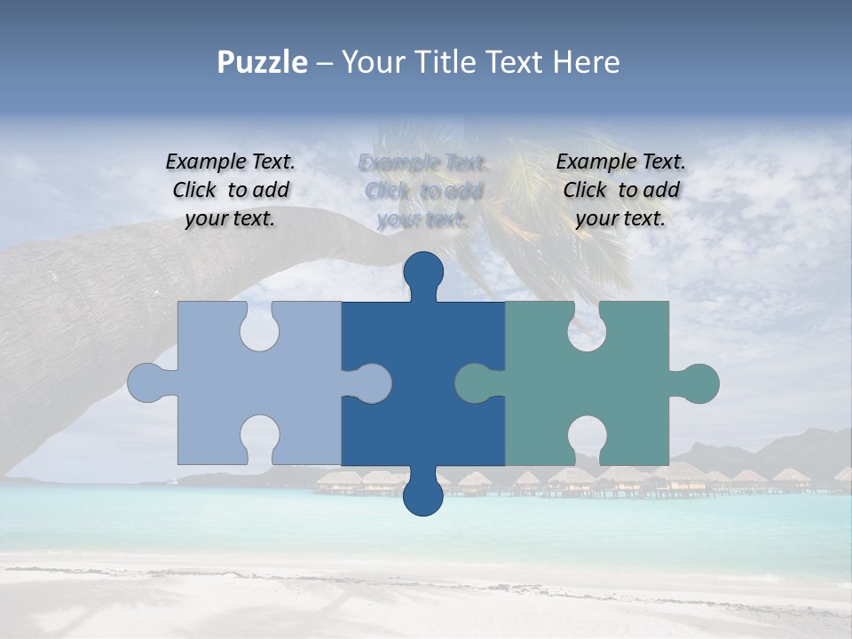 Beach Resort In Bora Bora Lagoon Waters With Hanging Palm Tree PowerPoint Template