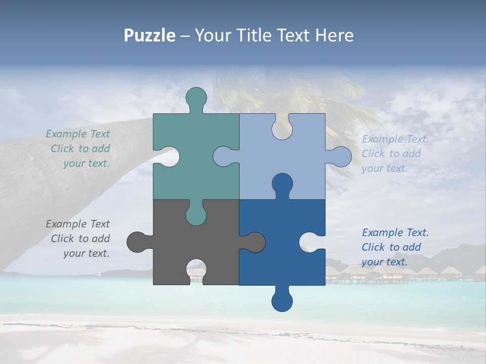 Beach Resort In Bora Bora Lagoon Waters With Hanging Palm Tree PowerPoint Template