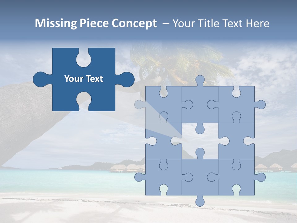 Beach Resort In Bora Bora Lagoon Waters With Hanging Palm Tree PowerPoint Template