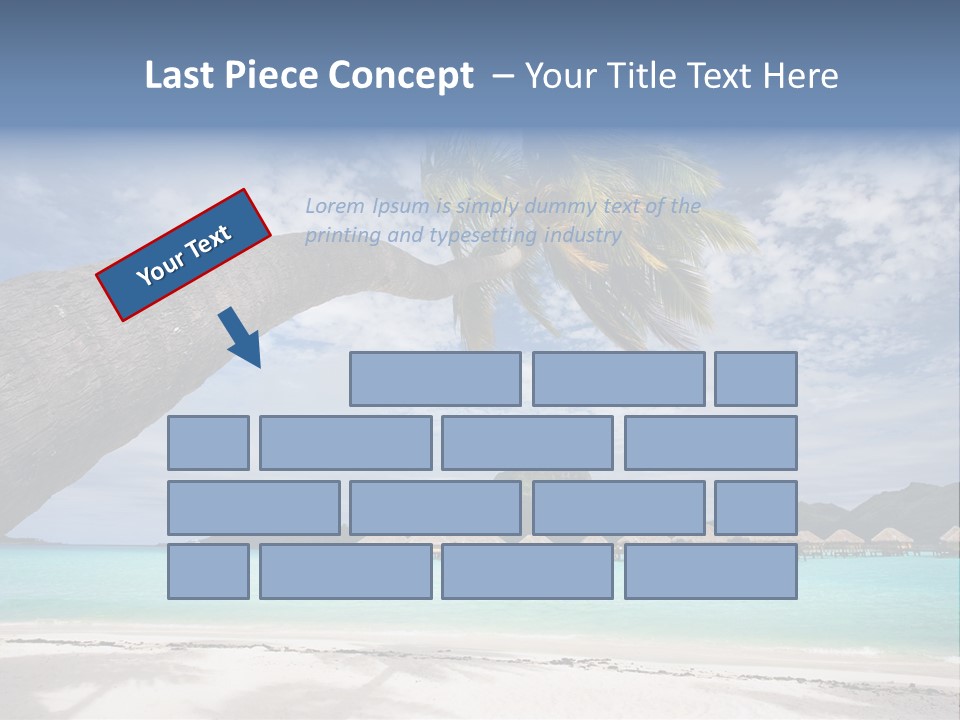 Beach Resort In Bora Bora Lagoon Waters With Hanging Palm Tree PowerPoint Template
