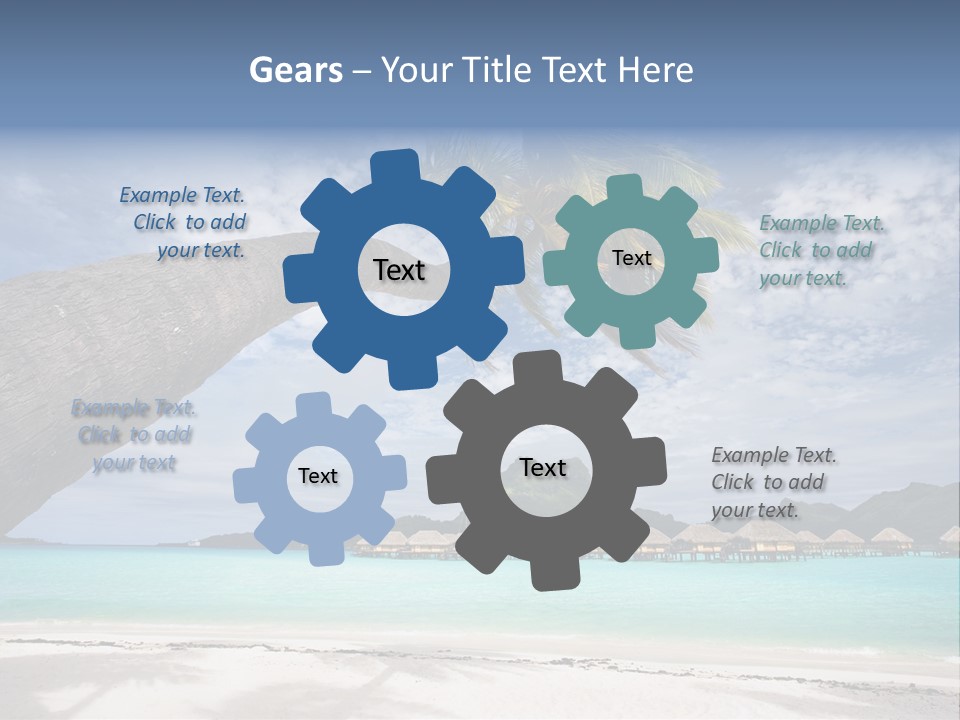 Beach Resort In Bora Bora Lagoon Waters With Hanging Palm Tree PowerPoint Template