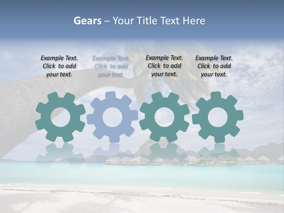 Beach Resort In Bora Bora Lagoon Waters With Hanging Palm Tree PowerPoint Template