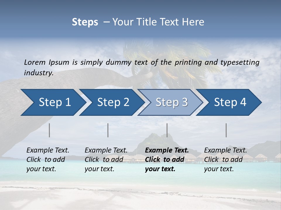 Beach Resort In Bora Bora Lagoon Waters With Hanging Palm Tree PowerPoint Template