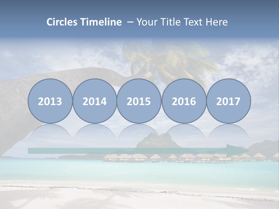Beach Resort In Bora Bora Lagoon Waters With Hanging Palm Tree PowerPoint Template