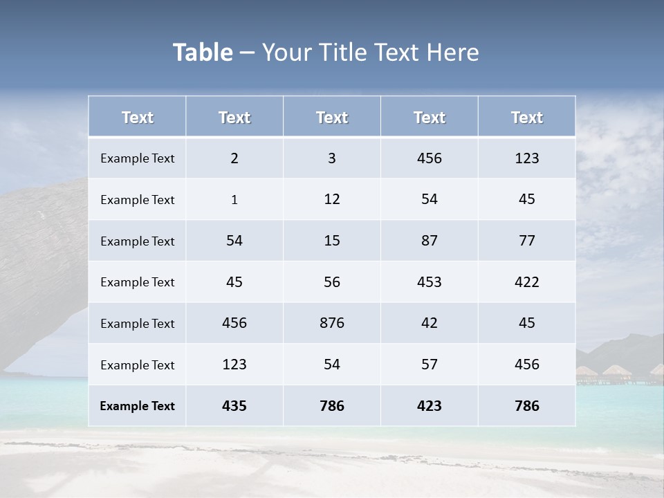 Beach Resort In Bora Bora Lagoon Waters With Hanging Palm Tree PowerPoint Template