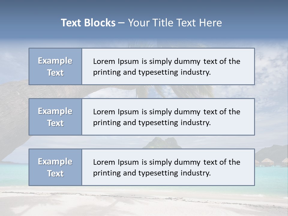 Beach Resort In Bora Bora Lagoon Waters With Hanging Palm Tree PowerPoint Template