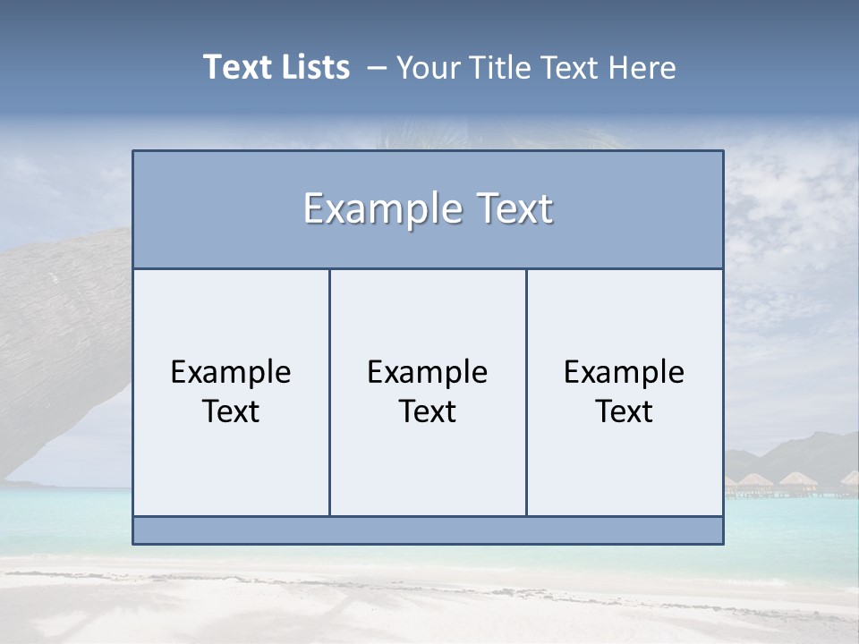 Beach Resort In Bora Bora Lagoon Waters With Hanging Palm Tree PowerPoint Template
