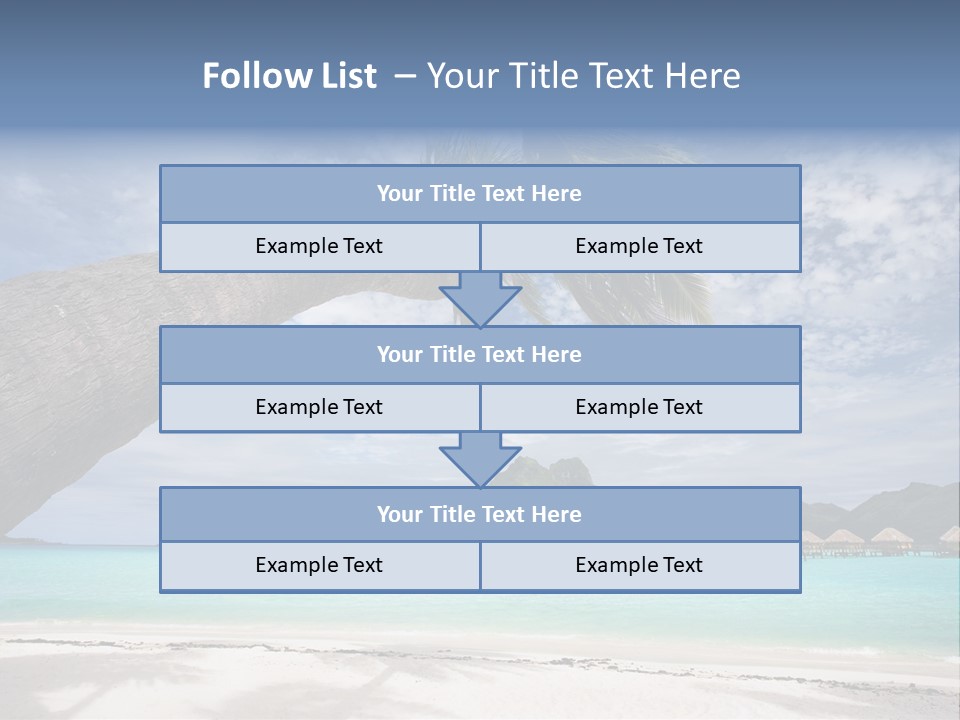 Beach Resort In Bora Bora Lagoon Waters With Hanging Palm Tree PowerPoint Template