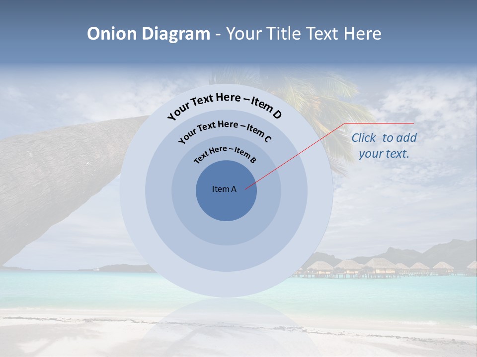 Beach Resort In Bora Bora Lagoon Waters With Hanging Palm Tree PowerPoint Template