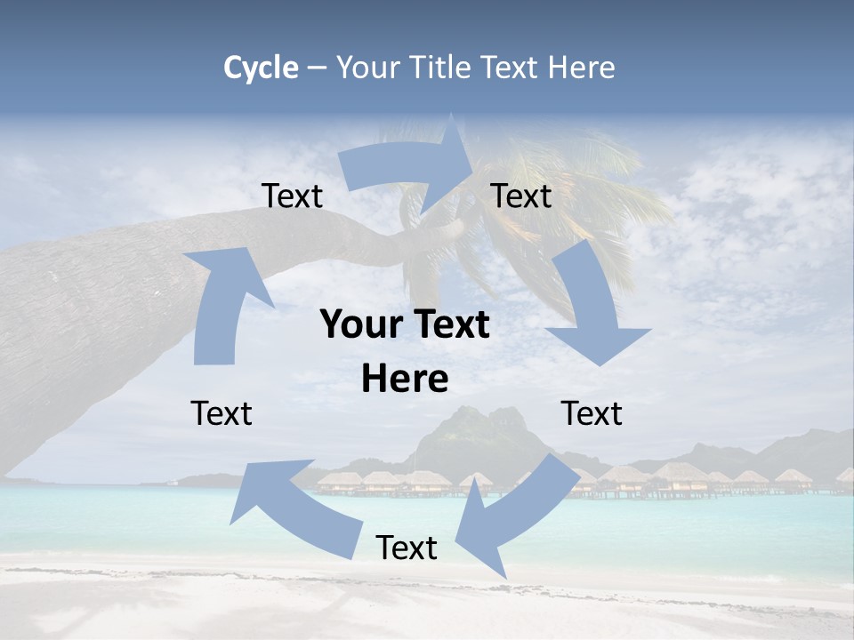 Beach Resort In Bora Bora Lagoon Waters With Hanging Palm Tree PowerPoint Template