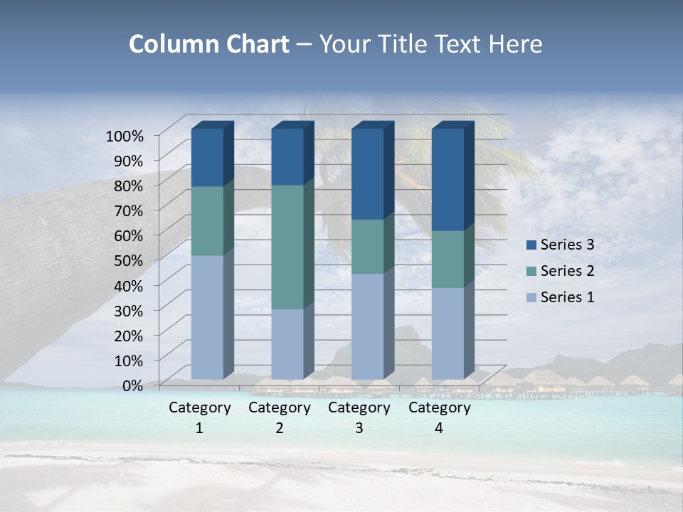 Beach Resort In Bora Bora Lagoon Waters With Hanging Palm Tree PowerPoint Template