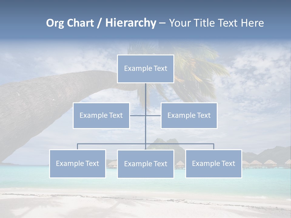 Beach Resort In Bora Bora Lagoon Waters With Hanging Palm Tree PowerPoint Template