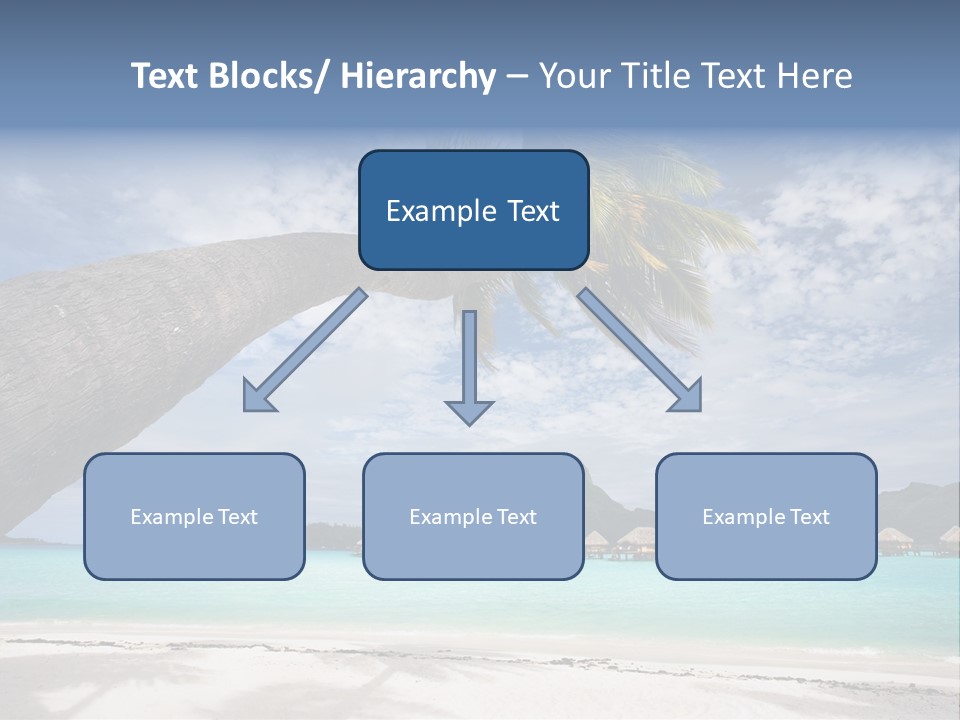 Beach Resort In Bora Bora Lagoon Waters With Hanging Palm Tree PowerPoint Template