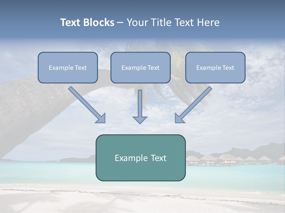 Beach Resort In Bora Bora Lagoon Waters With Hanging Palm Tree PowerPoint Template