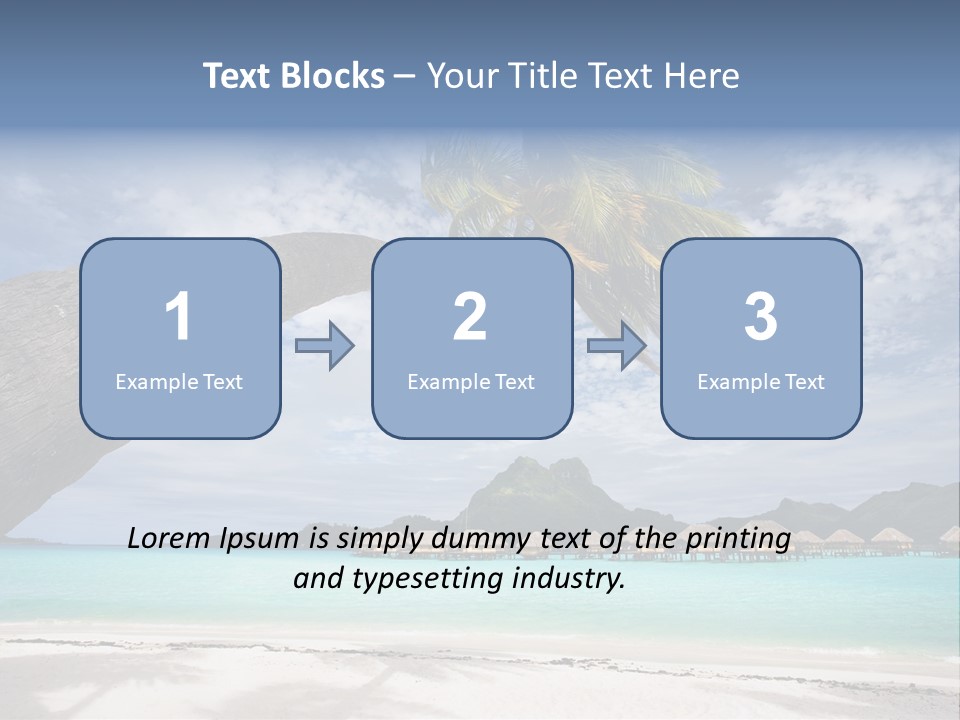Beach Resort In Bora Bora Lagoon Waters With Hanging Palm Tree PowerPoint Template