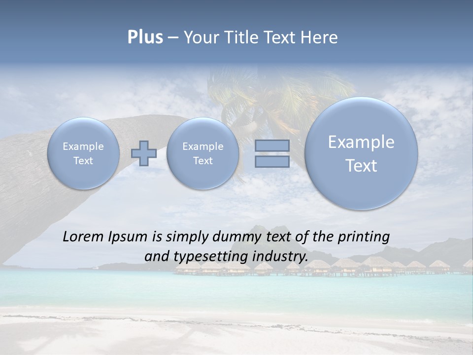 Beach Resort In Bora Bora Lagoon Waters With Hanging Palm Tree PowerPoint Template