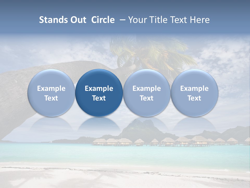 Beach Resort In Bora Bora Lagoon Waters With Hanging Palm Tree PowerPoint Template