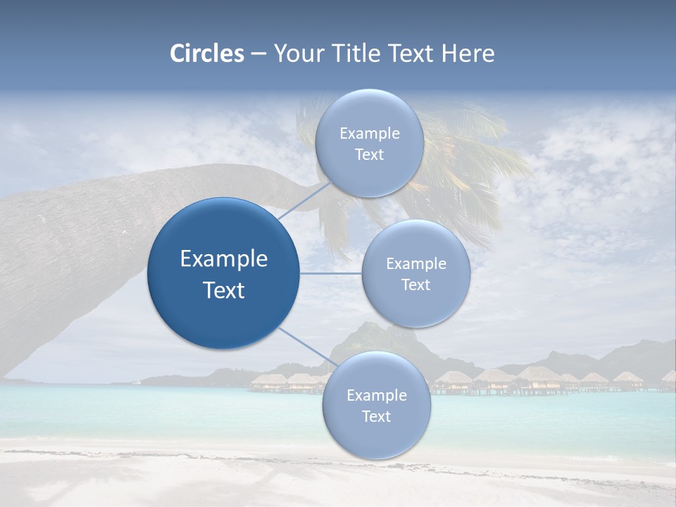 Beach Resort In Bora Bora Lagoon Waters With Hanging Palm Tree PowerPoint Template