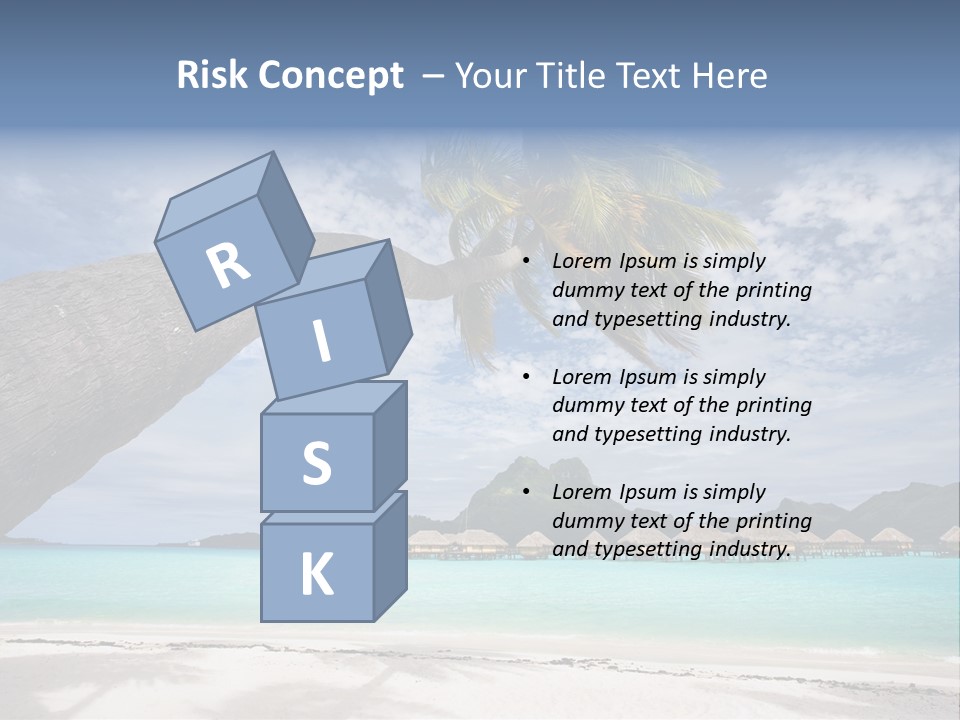 Beach Resort In Bora Bora Lagoon Waters With Hanging Palm Tree PowerPoint Template