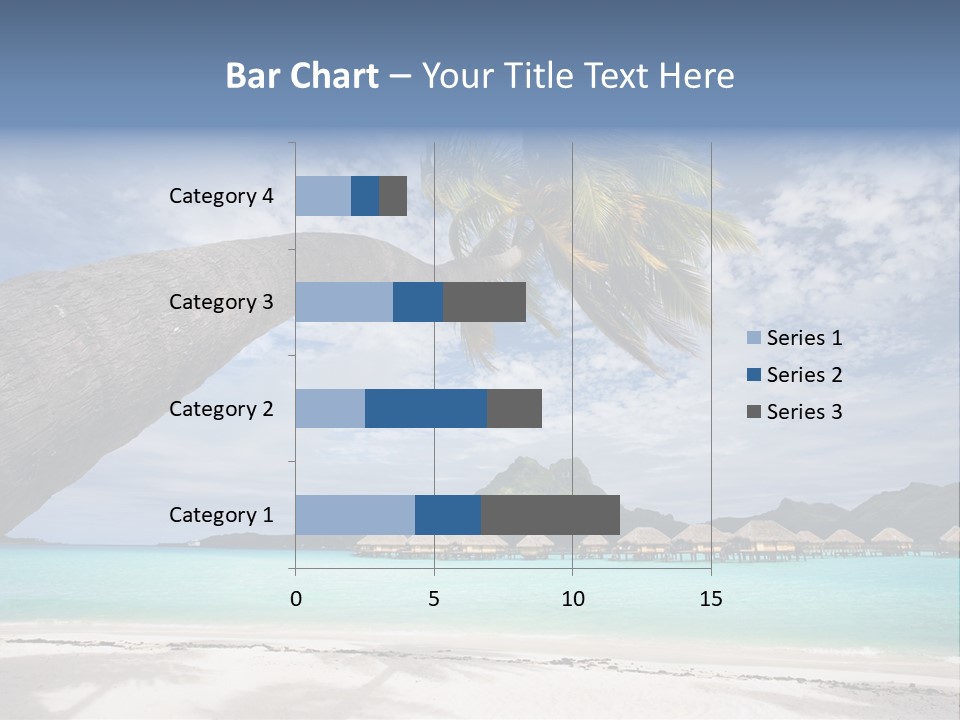 Beach Resort In Bora Bora Lagoon Waters With Hanging Palm Tree PowerPoint Template