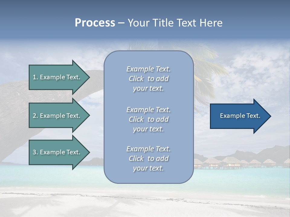 Beach Resort In Bora Bora Lagoon Waters With Hanging Palm Tree PowerPoint Template