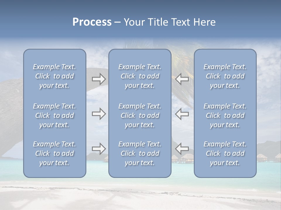 Beach Resort In Bora Bora Lagoon Waters With Hanging Palm Tree PowerPoint Template