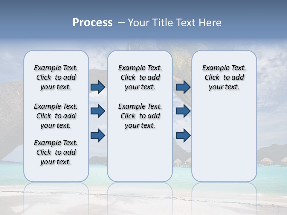 Beach Resort In Bora Bora Lagoon Waters With Hanging Palm Tree PowerPoint Template