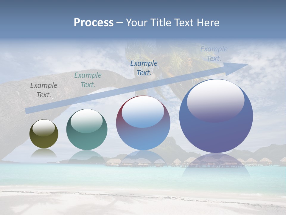 Beach Resort In Bora Bora Lagoon Waters With Hanging Palm Tree PowerPoint Template