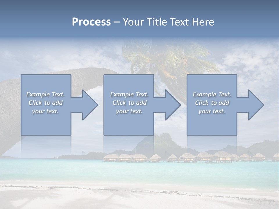 Beach Resort In Bora Bora Lagoon Waters With Hanging Palm Tree PowerPoint Template