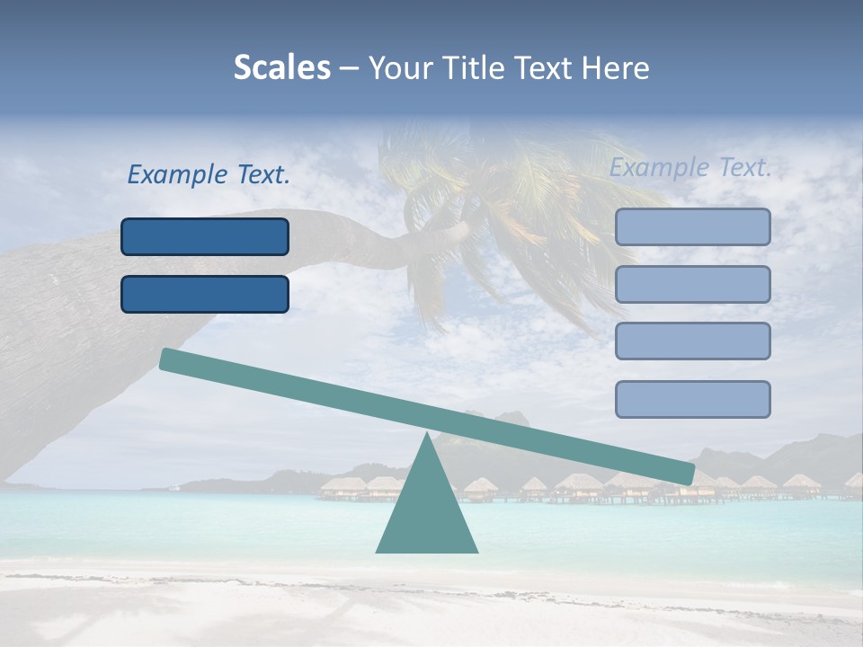 Beach Resort In Bora Bora Lagoon Waters With Hanging Palm Tree PowerPoint Template
