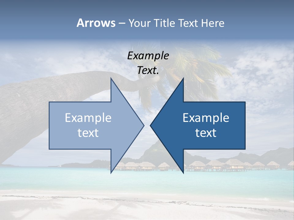 Beach Resort In Bora Bora Lagoon Waters With Hanging Palm Tree PowerPoint Template