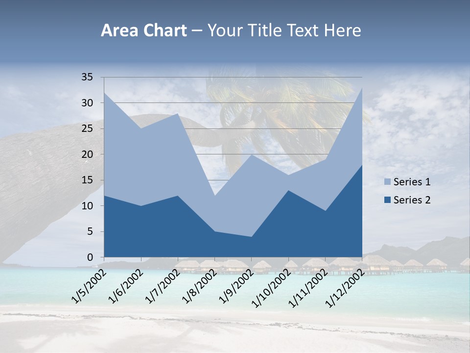 Beach Resort In Bora Bora Lagoon Waters With Hanging Palm Tree PowerPoint Template