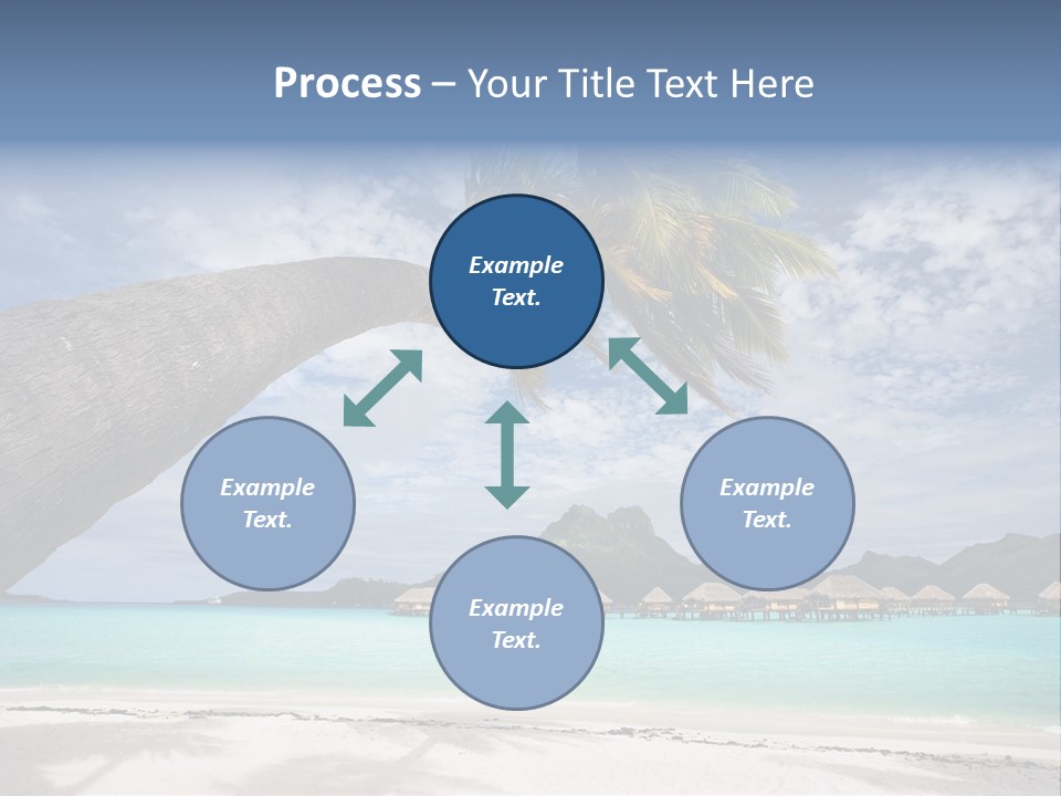 Beach Resort In Bora Bora Lagoon Waters With Hanging Palm Tree PowerPoint Template