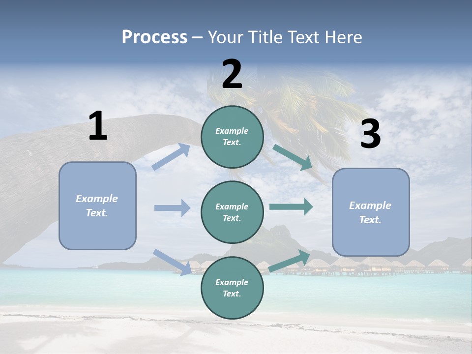Beach Resort In Bora Bora Lagoon Waters With Hanging Palm Tree PowerPoint Template