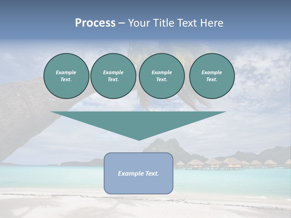 Beach Resort In Bora Bora Lagoon Waters With Hanging Palm Tree PowerPoint Template