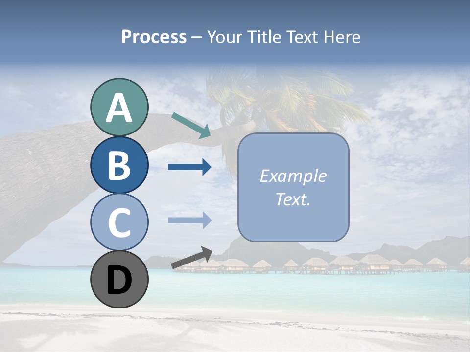 Beach Resort In Bora Bora Lagoon Waters With Hanging Palm Tree PowerPoint Template