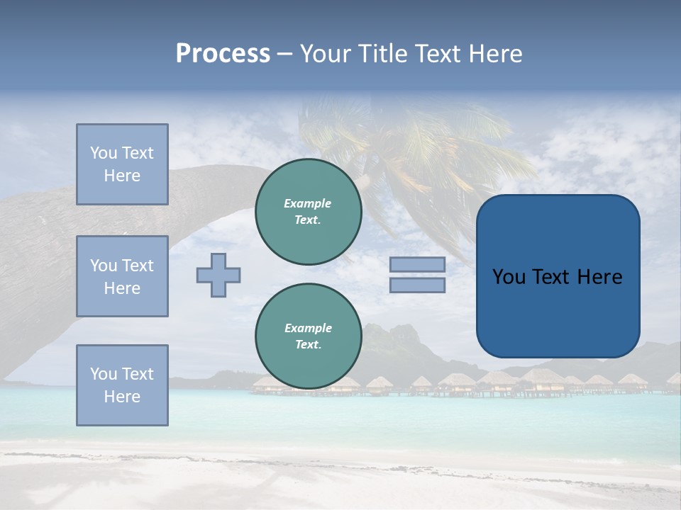 Beach Resort In Bora Bora Lagoon Waters With Hanging Palm Tree PowerPoint Template