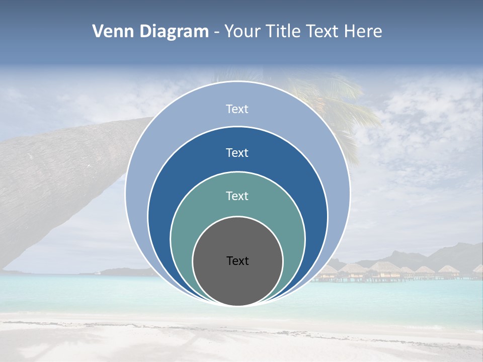 Beach Resort In Bora Bora Lagoon Waters With Hanging Palm Tree PowerPoint Template