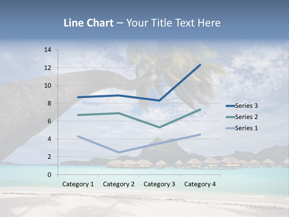Beach Resort In Bora Bora Lagoon Waters With Hanging Palm Tree PowerPoint Template