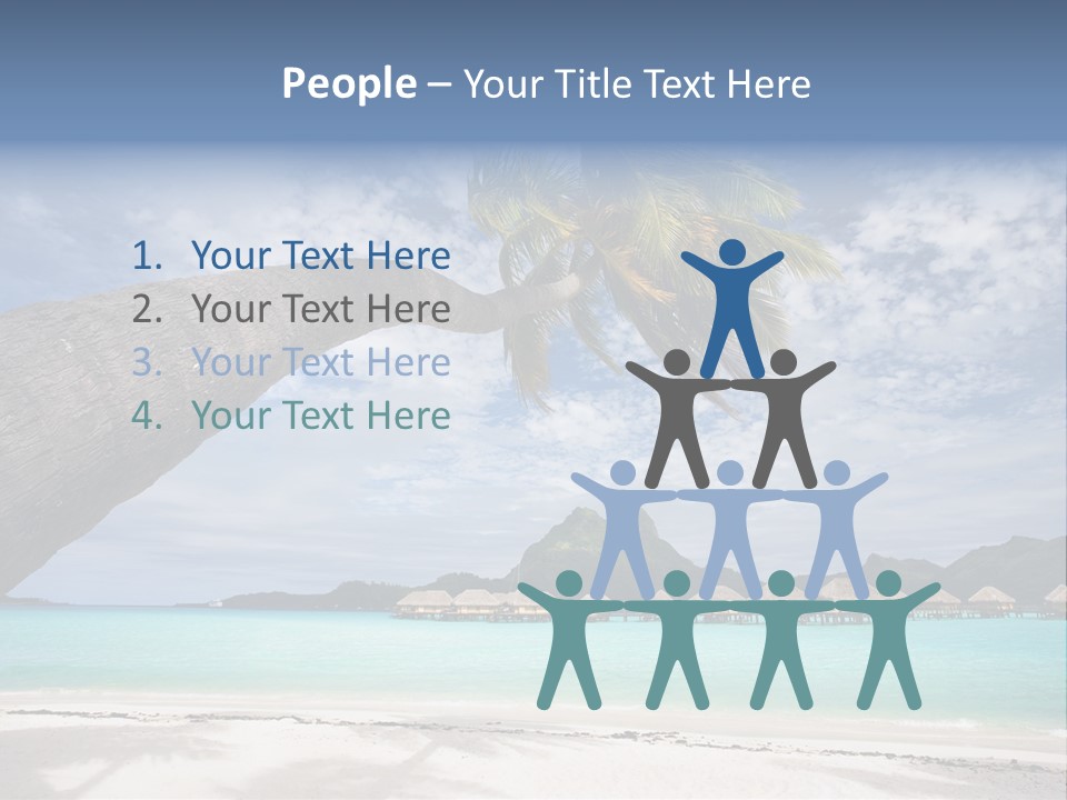 Beach Resort In Bora Bora Lagoon Waters With Hanging Palm Tree PowerPoint Template
