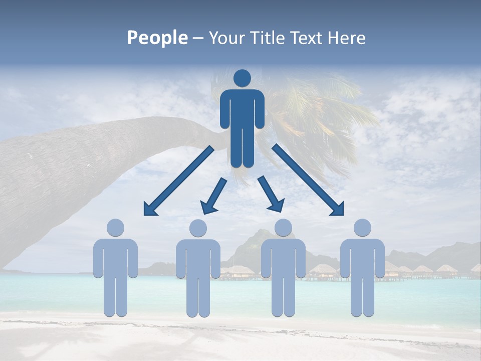 Beach Resort In Bora Bora Lagoon Waters With Hanging Palm Tree PowerPoint Template
