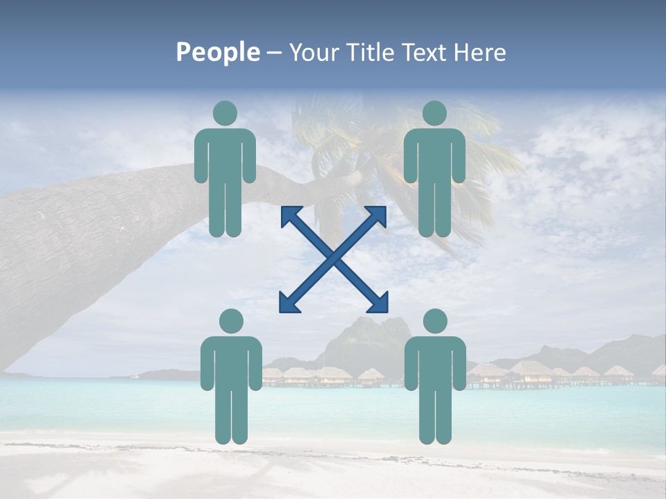 Beach Resort In Bora Bora Lagoon Waters With Hanging Palm Tree PowerPoint Template