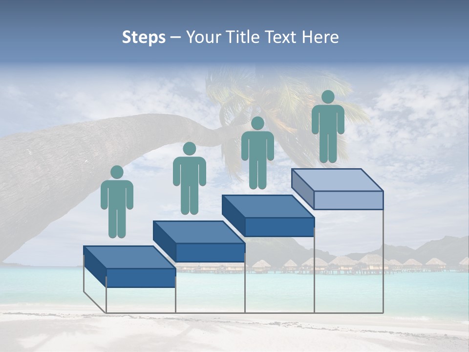 Beach Resort In Bora Bora Lagoon Waters With Hanging Palm Tree PowerPoint Template