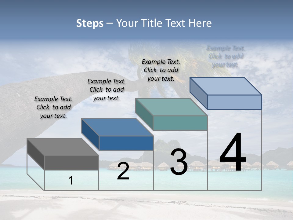 Beach Resort In Bora Bora Lagoon Waters With Hanging Palm Tree PowerPoint Template