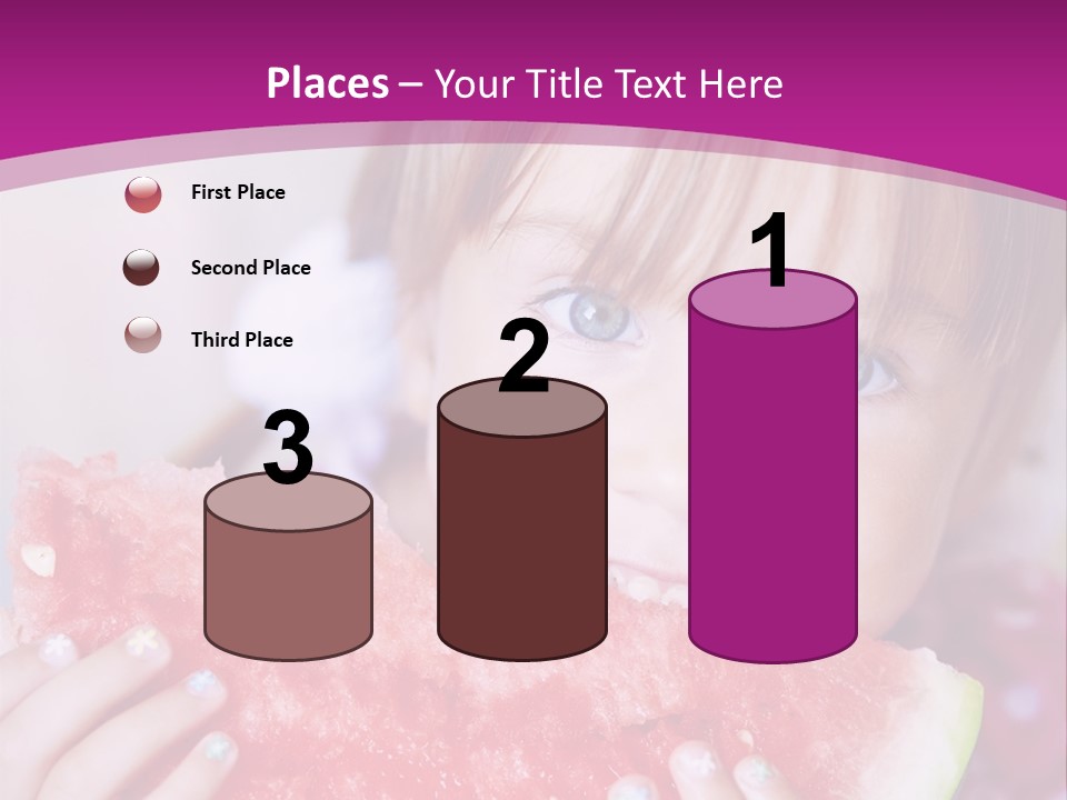 Funny Child Eating Watermelon Closeup PowerPoint Template