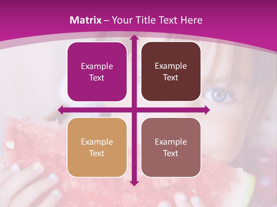 Funny Child Eating Watermelon Closeup PowerPoint Template