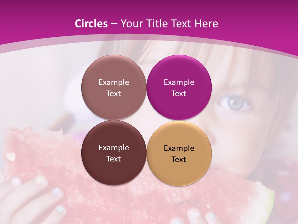 Funny Child Eating Watermelon Closeup PowerPoint Template