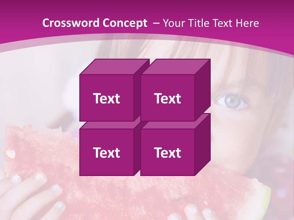 Funny Child Eating Watermelon Closeup PowerPoint Template