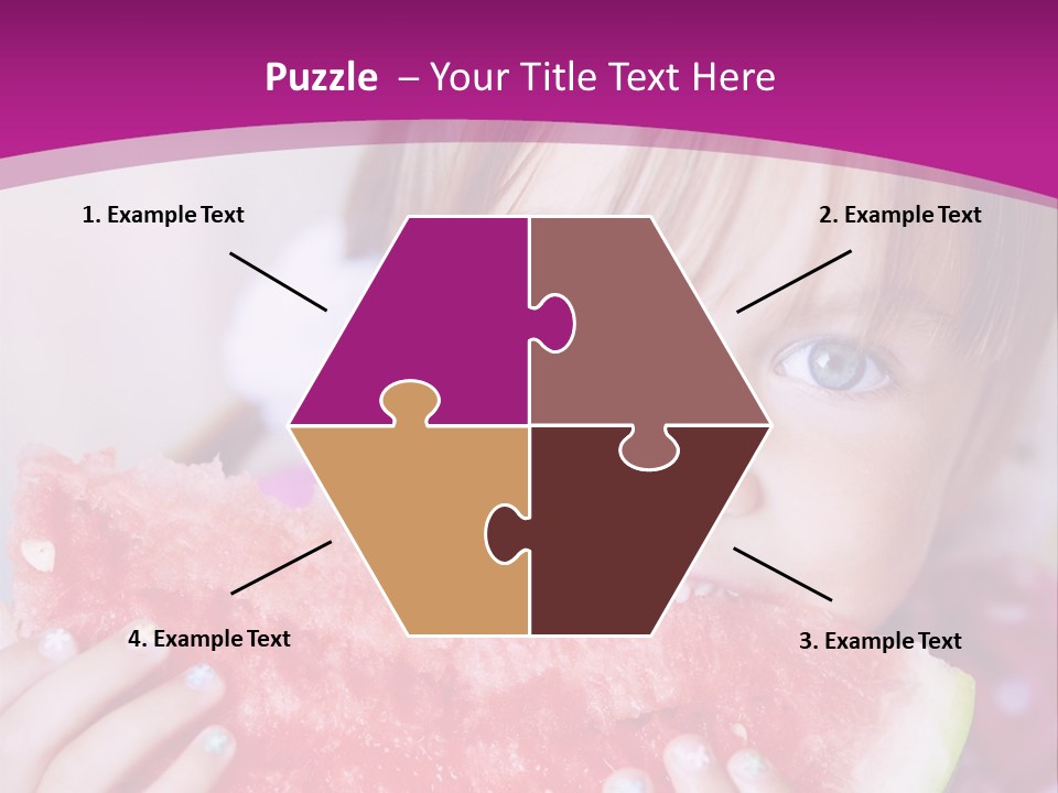 Funny Child Eating Watermelon Closeup PowerPoint Template