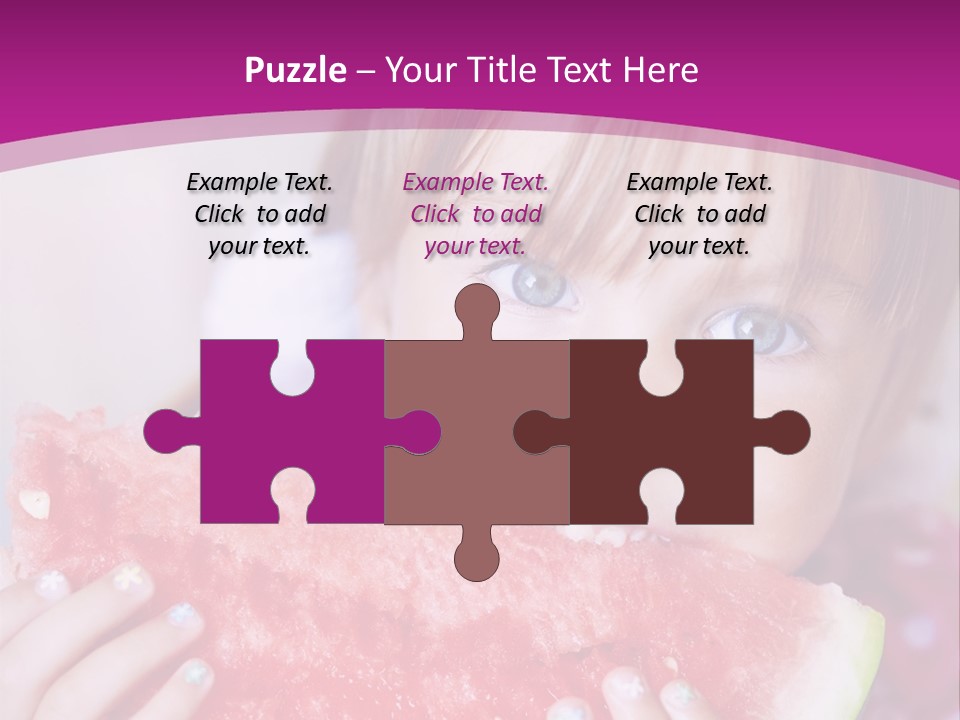 Funny Child Eating Watermelon Closeup PowerPoint Template